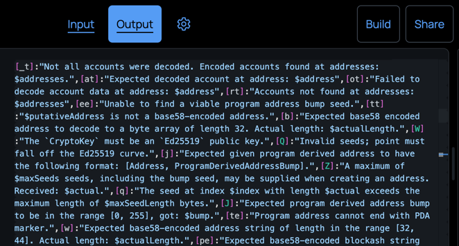 Build output error text
